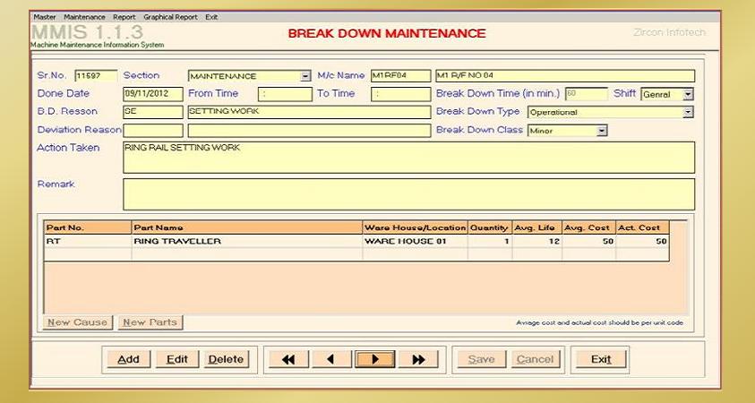 Enter breakdown details.