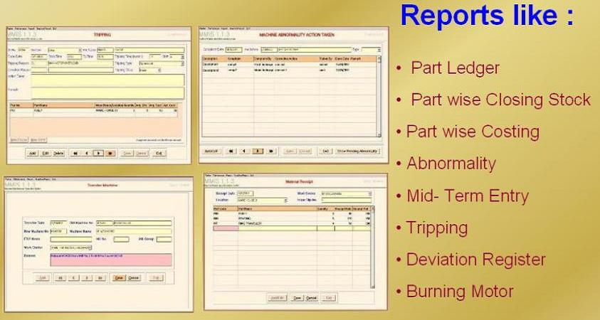 Maintain details of Abnormalities,Tripping,Mid-Term Entry i.e workdone between two standard schedule,Burning Motor etc and their reports.